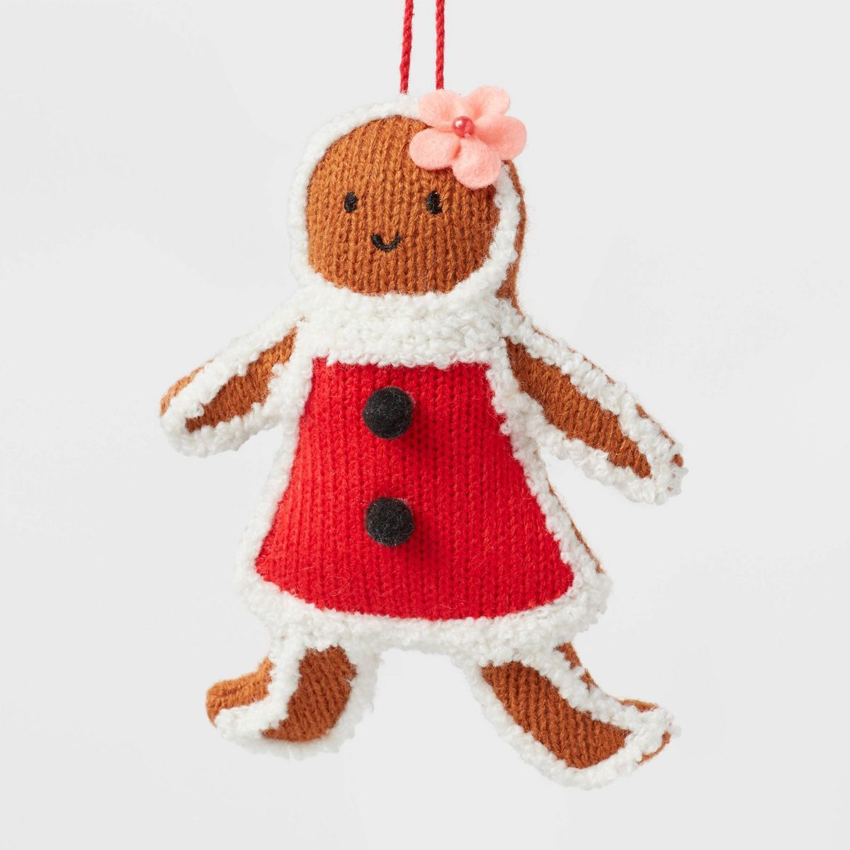 Knit Fabric Gingerbread Woman Christmas Tree Ornament Brown/Red - Wondershop™ | Target