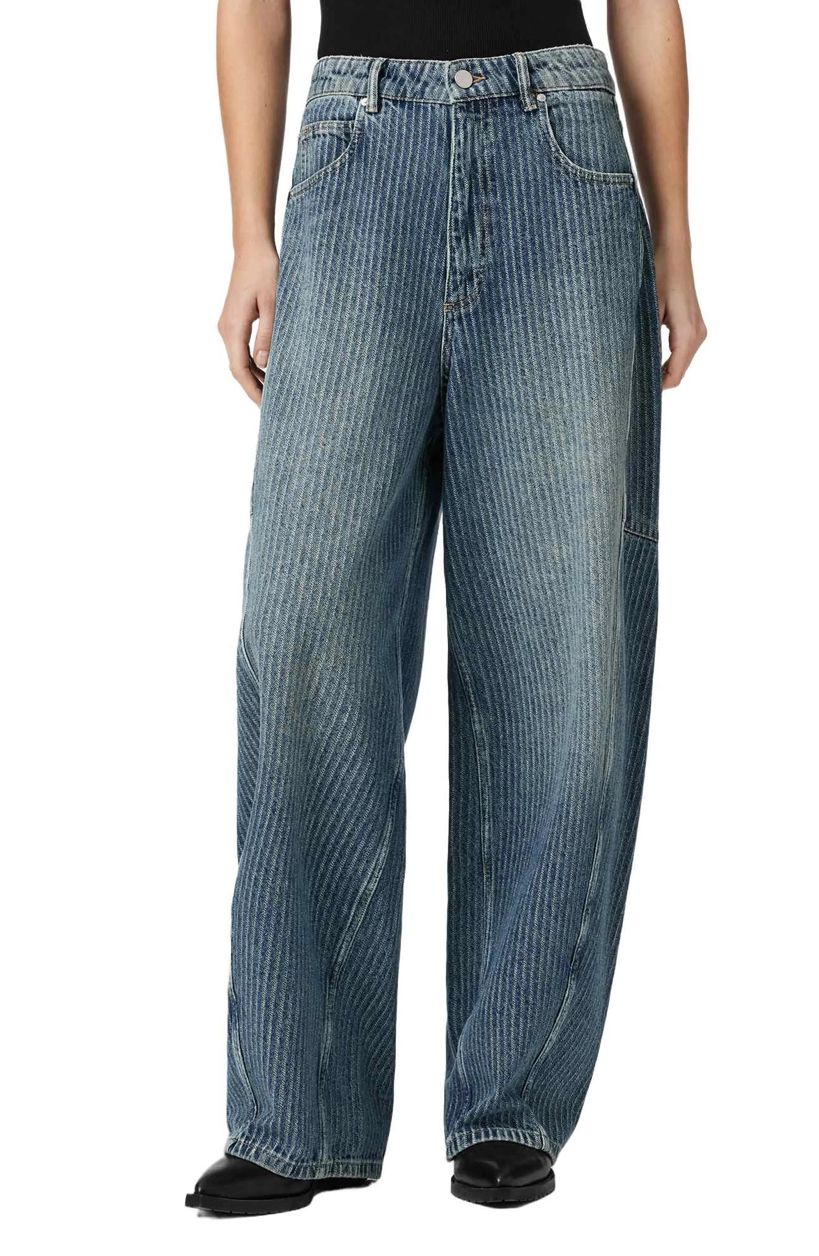 Carter Stripe Barrel Leg Jeans (Women) | Nordstrom | Nordstrom