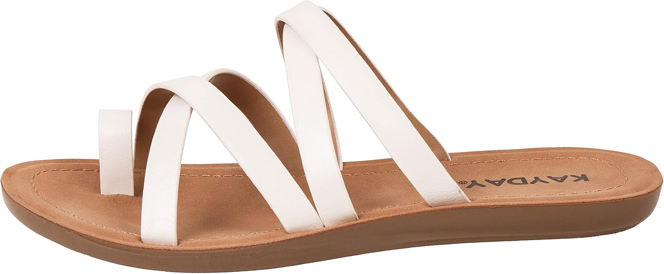 KAYDAY Womens Sandals Comfortable Slip On Flat Cross bands Toe Ring Fashion Flats HERO | Amazon (US)