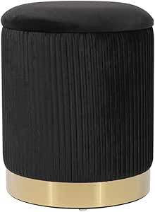 Tov Furniture Zoe Velvet Storage Ottoman (Black) | Amazon (US)