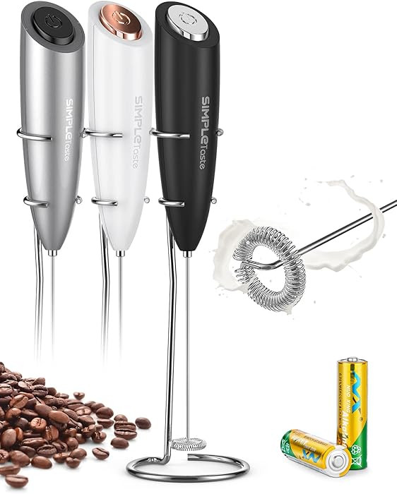 SIMPLETASTE Milk Frother Handheld Electric Foam Maker, Drink Mixer with Stainless Steel Whisk for... | Amazon (US)
