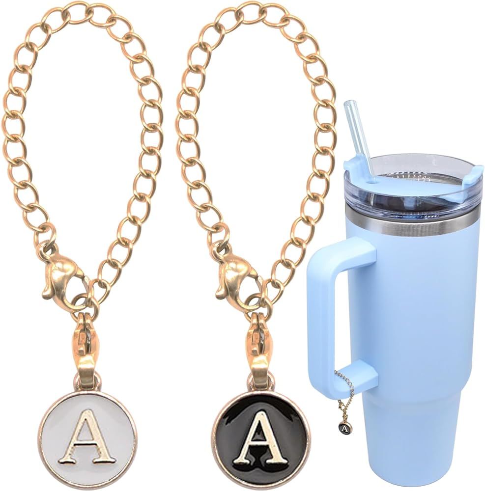 AnnabelZ Letter Charm Accessories For Stanley Cup,2PCS ID Initial Letter Charm Personalized For S... | Amazon (US)