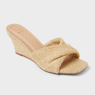 Women’s Amal Wedge Heels with Memory Foam Insole - A New Day™ Natural 8.5 | Target