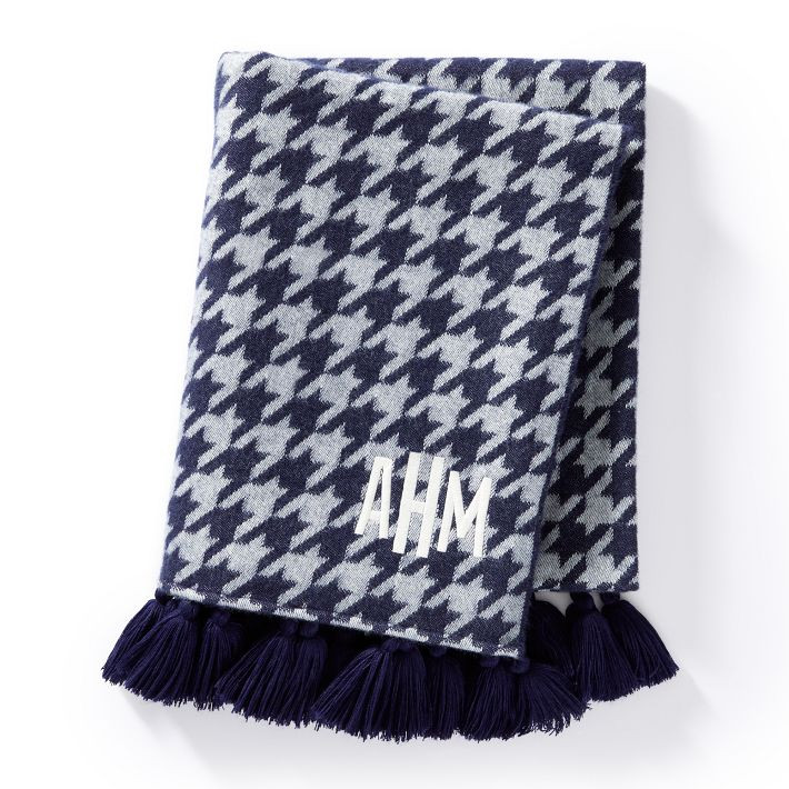 Italian Houndstooth Tassel Throw Blanket | Mark and Graham