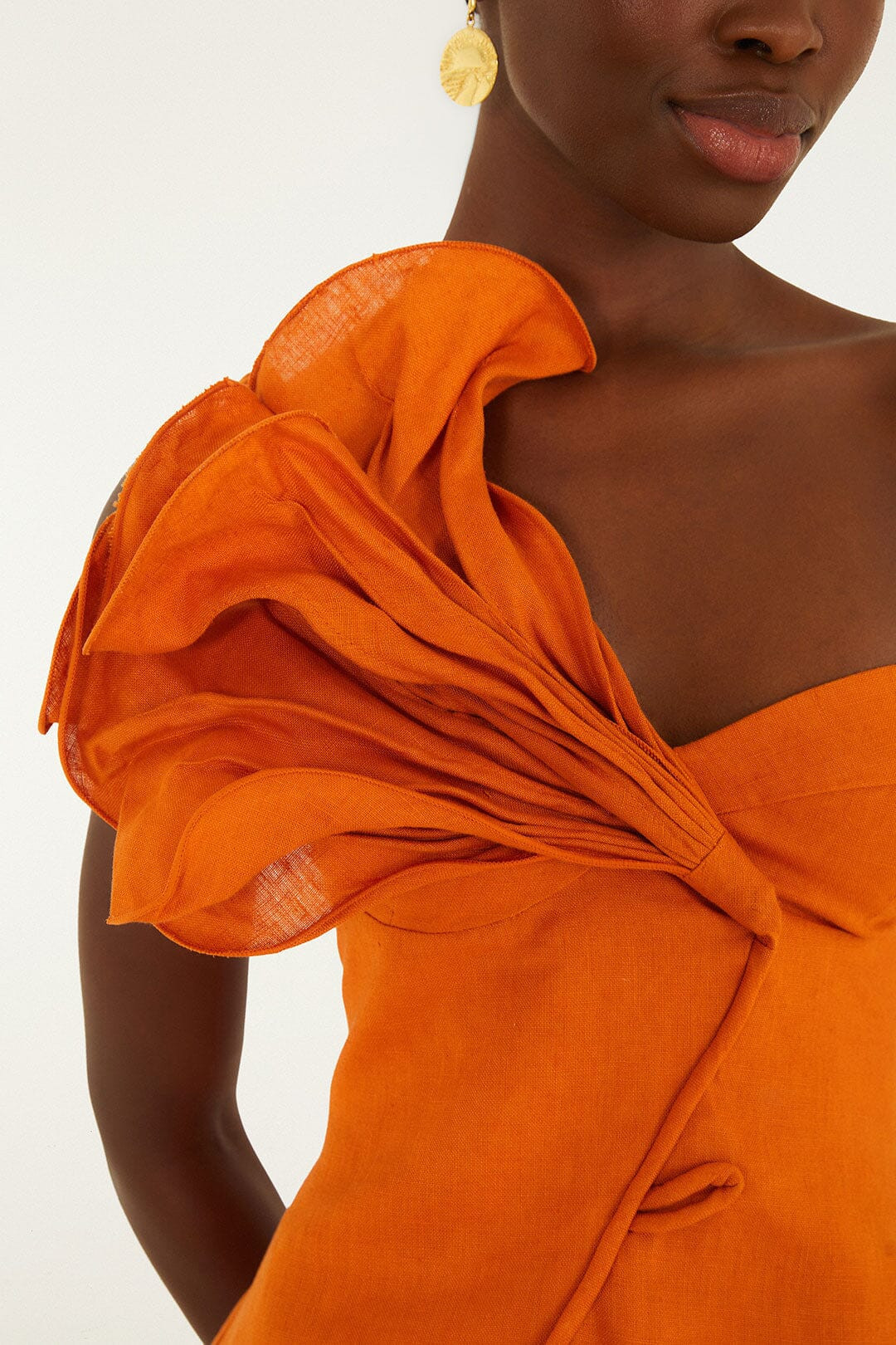 Orange Flower Euroflax Premium Linen Mini Dress | FARM Rio | FarmRio (US)