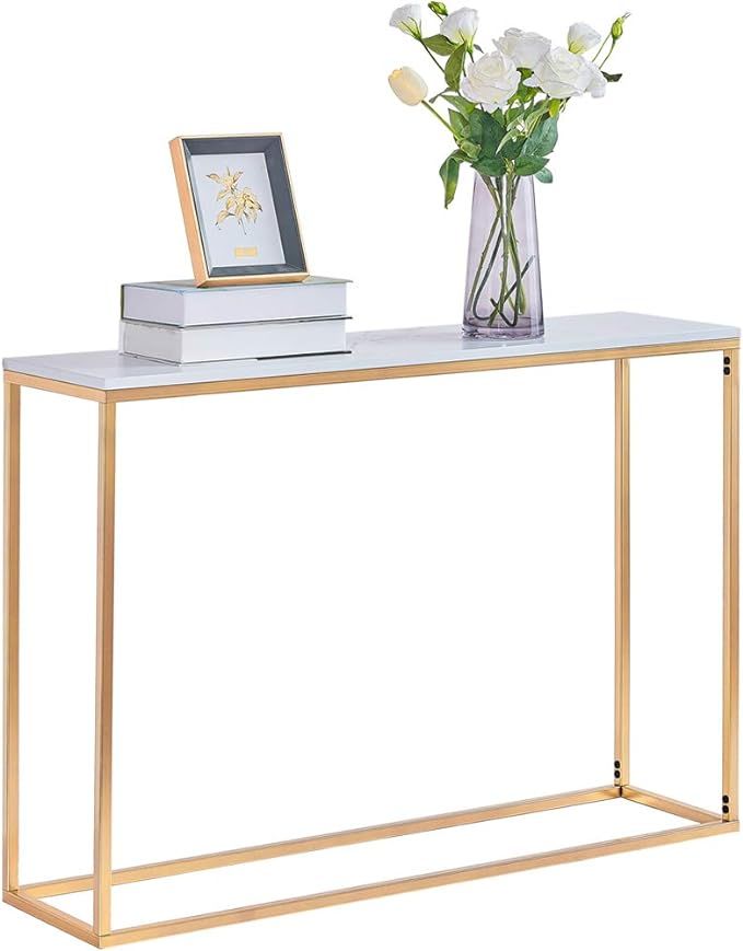 42” Console Tables for Entryway, Faux Marble Sofa Tables, Entryway Table for Living Room, Gold ... | Amazon (US)