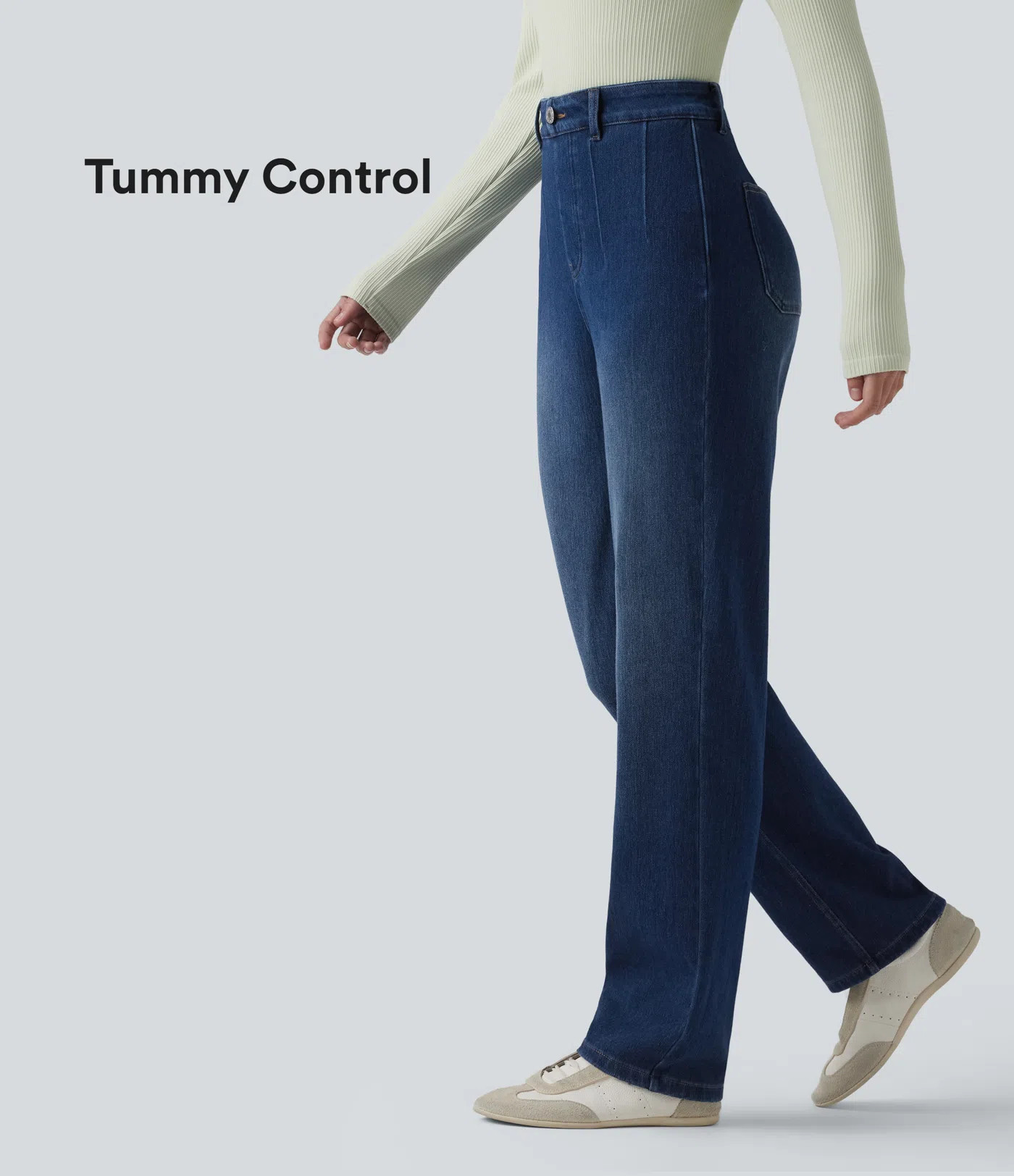 Women’s Halara Flex™ High Waisted Tummy Control Straight Leg Casual Jeans with Pockets - Hala... | HALARA