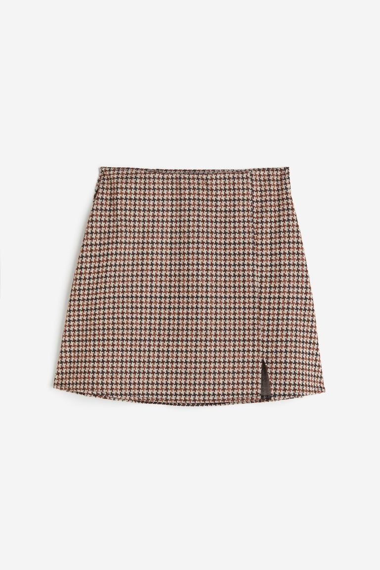 Jersey Mini Skirt - Dark brown/patterned - Ladies | H&M US | H&M (US + CA)
