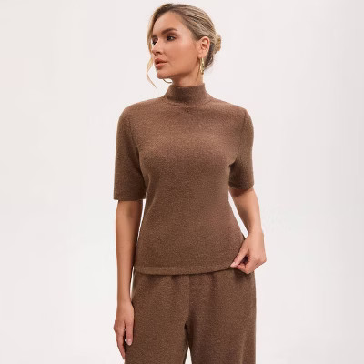 Women's Elbow Sleeve Soft Scarf Top - A New Day™ Brown | Target