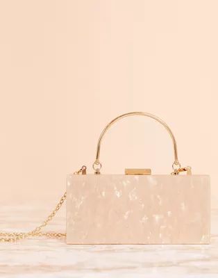 ASOS DESIGN marble clutch bag with metal handle | ASOS (Global)