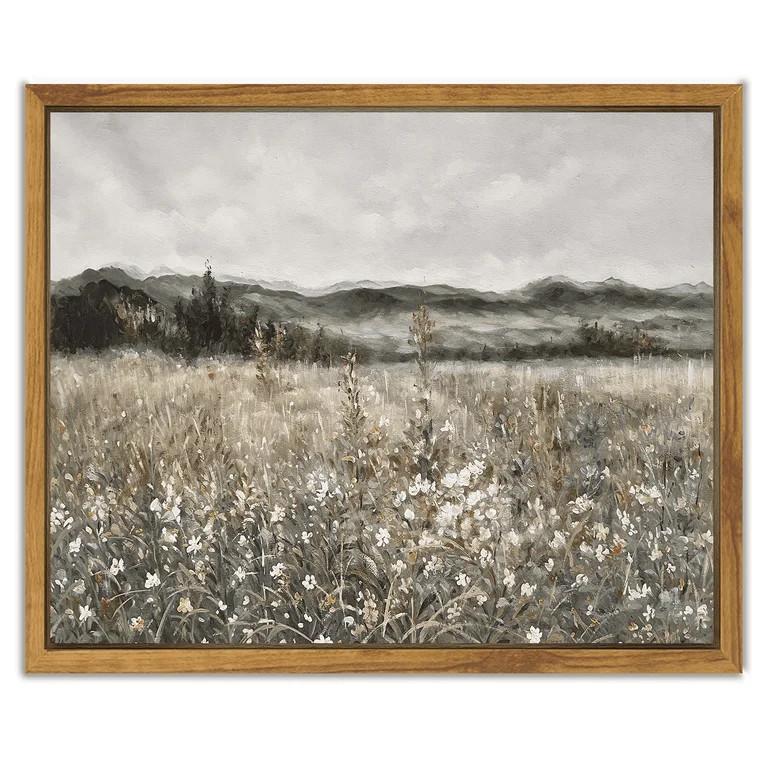 Drsoum Framed Vintage Canvas Wall Art Home Decor, Meadow with Flowers Painting for Living Room Ki... | Walmart (US)