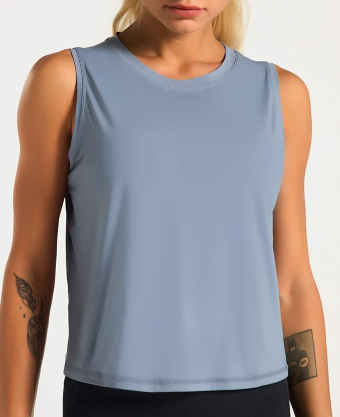 Dragon Fit Women Sleeveless Yoga Tops Workout Cool T-Shirt Running Short Tank Crop Tops | Amazon (US)