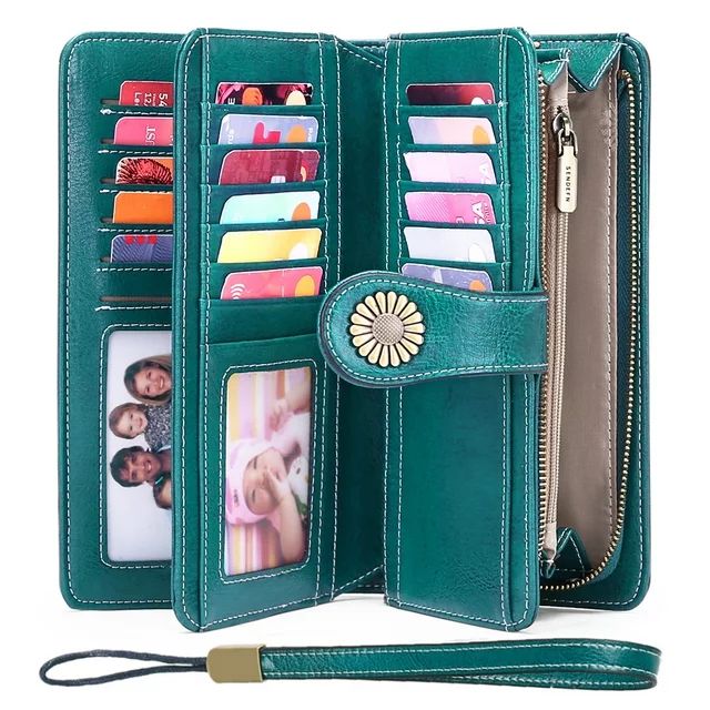 Sendefn Wallets for Women Genuine Leather Credit Card Holder with RFID Blocking Large Capacity Wr... | Walmart (US)