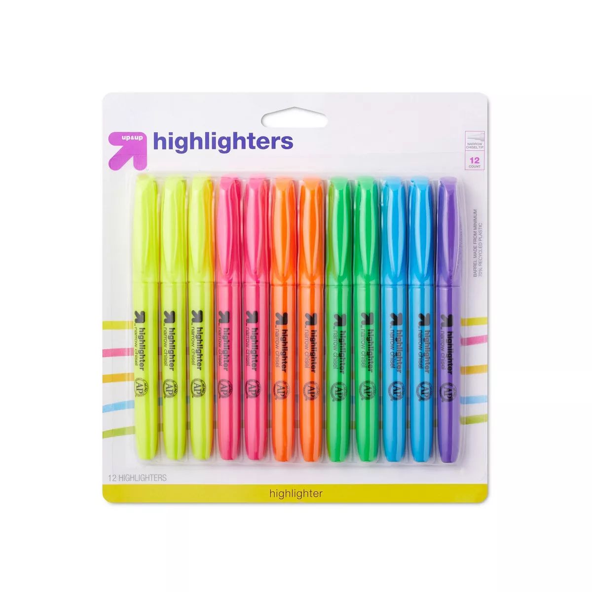 Highlighters Narrow Chisel Tip Multicolor 12ct - up & up™ | Target