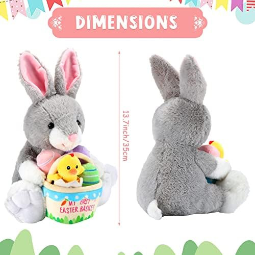 6 Pieces My First Plush Egg Basket 14 Inch Plush Easter Bunny Rabbit Stuffed Animal with Plush Easte | Amazon (US)