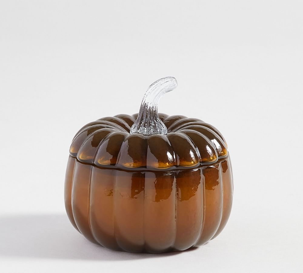 Recycled Glass Pumpkin Candle, Amber, Harvest Spice, Small | Pottery Barn (US)