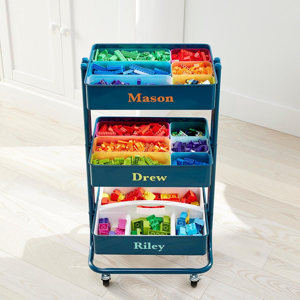 Teal 3-Tier Cart Toy Solution | The Container Store