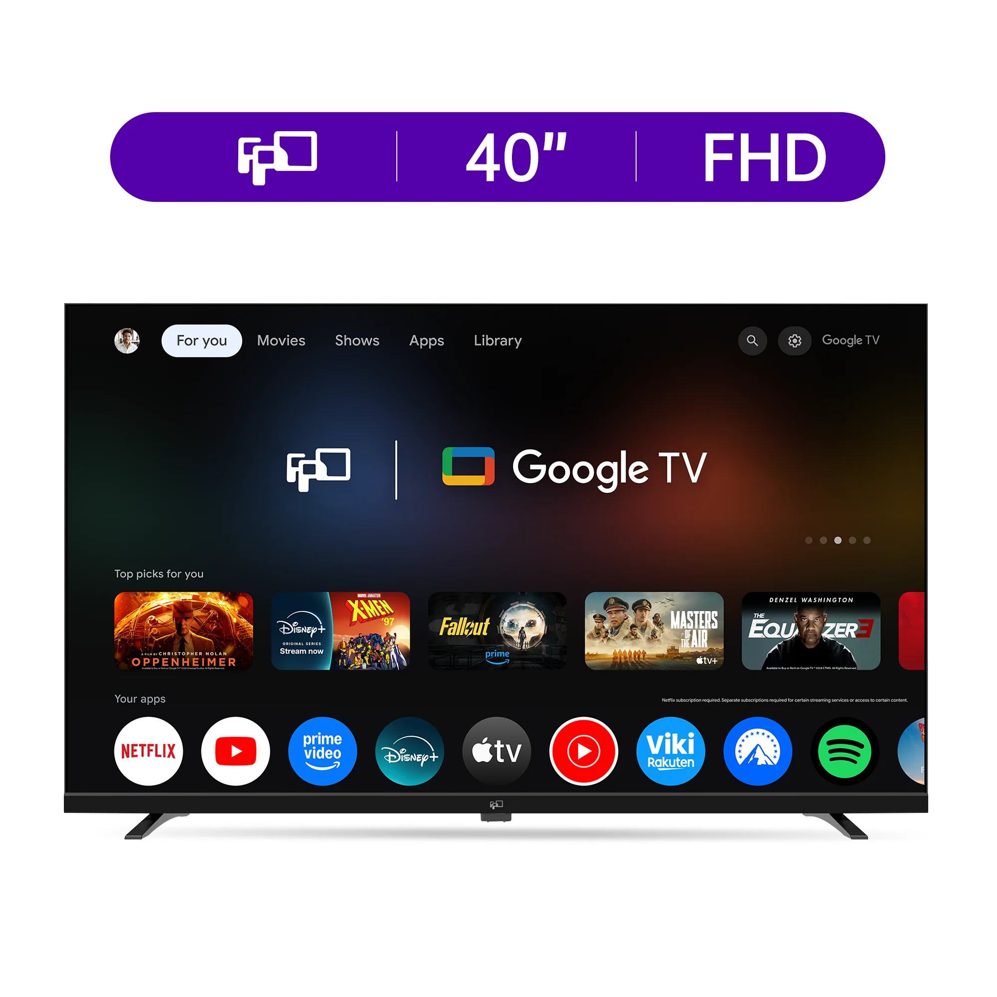 FPD 40-inch Google TV Smart OS 2025 Full HD 1080p HDR10 & Dolby Audio | Chromecast Built-in + Voi... | Walmart (US)