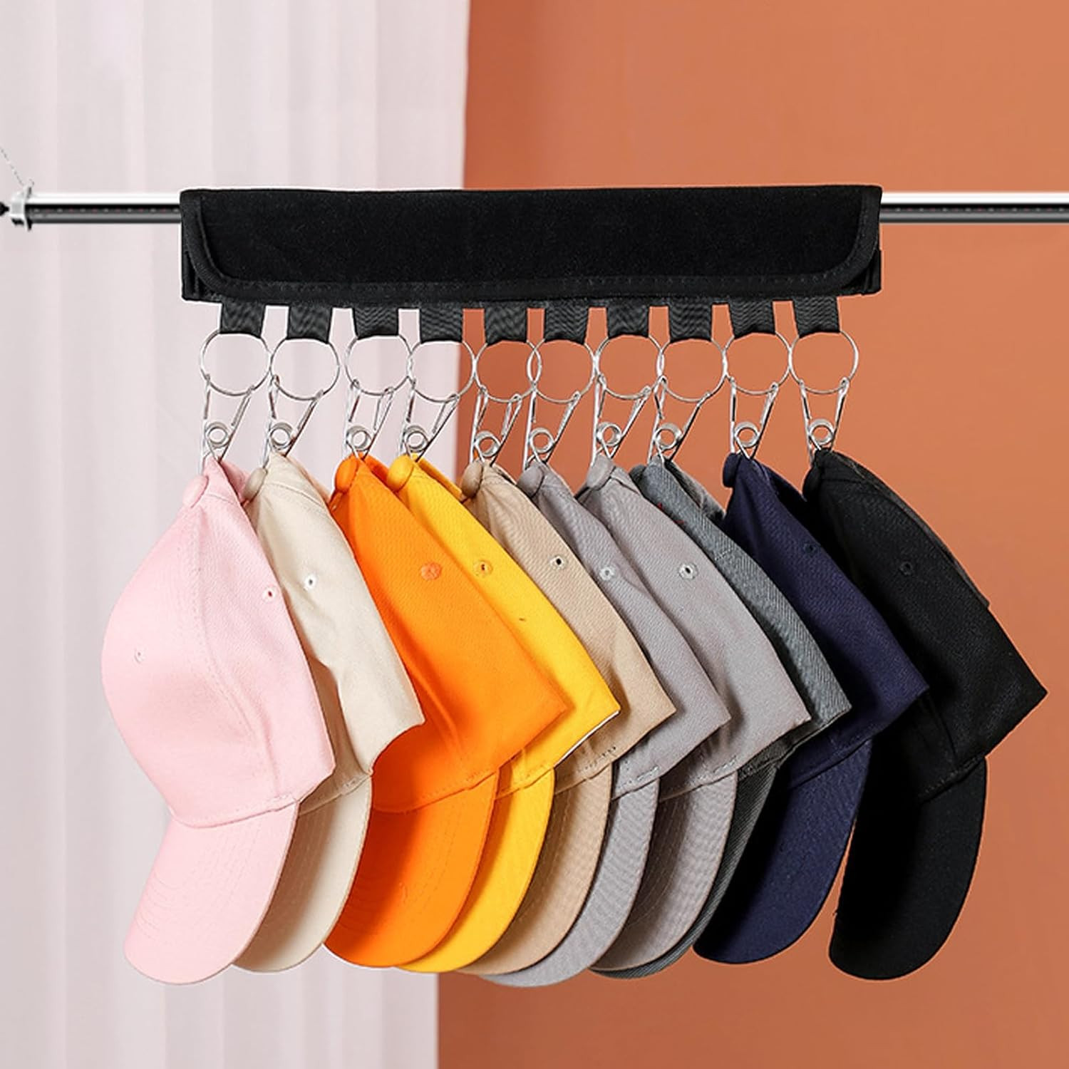 Fabric Hat Organizer with Clip - Multifunctional No-Drill Adhesive Wall Hanger for Baseball Caps,... | Amazon (US)