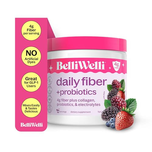 Belli Welli Daily Fiber Supplement Powder with Collagen, Probiotics & Electrolytes | Supports Digestive Health, Gut Balance & Debloating | Wild Berry | 16 Servings | Amazon (US)