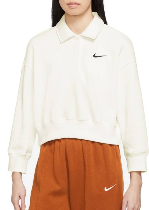 Nike Women's Sportswear Phoenix Fleece 3/4-Sleeve Crop Polo Sweatshirt | DICK'S Sporting Goods | Dick's Sporting Goods