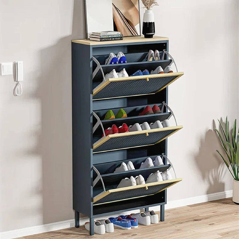 Entryway Shoe Storage Cabinet with 3 Flip Drawers Metal Door Shoe Cabinet Organizer Mesh Door | Wayfair North America