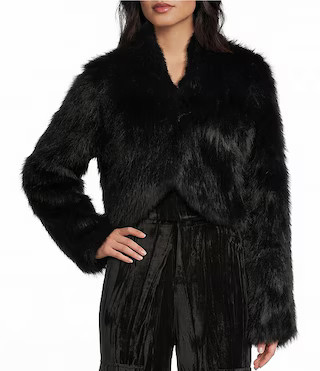 Long Sleeve Faux Fur Cropped Jacket | Dillard's