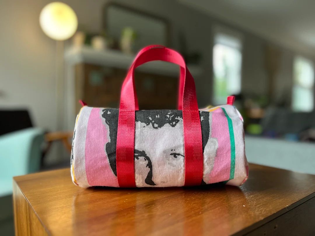 Mini Duffel Bag Vintage 1990 NKOTB Fabric, Gold Zipper and Dark Pink Handles - Etsy | Etsy (US)