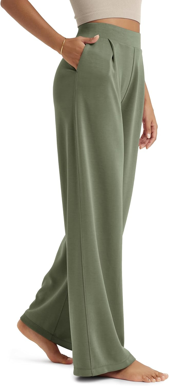 ODODOS Modal Soft Wide Leg Pants for Women High Waist Casual Relaxed Pants with Pockets-27/29"/ 31" Inseam | Amazon (US)