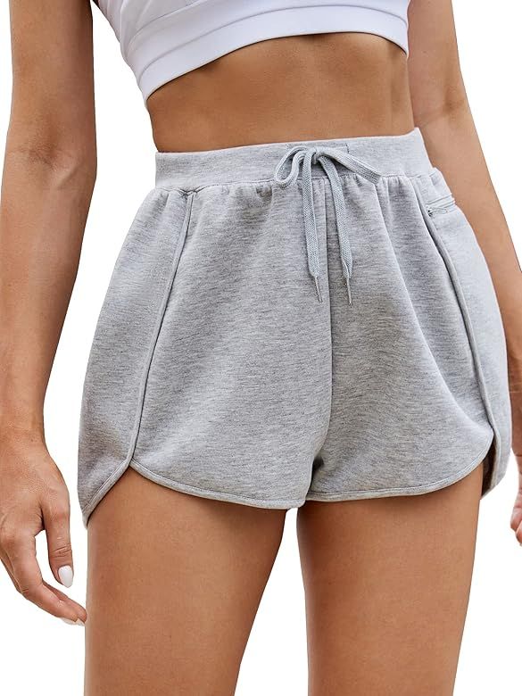 BMJL Women's Running Shorts Elastic High Waisted Shorts Pocket Sporty Workout Shorts Quick Dry At... | Amazon (US)