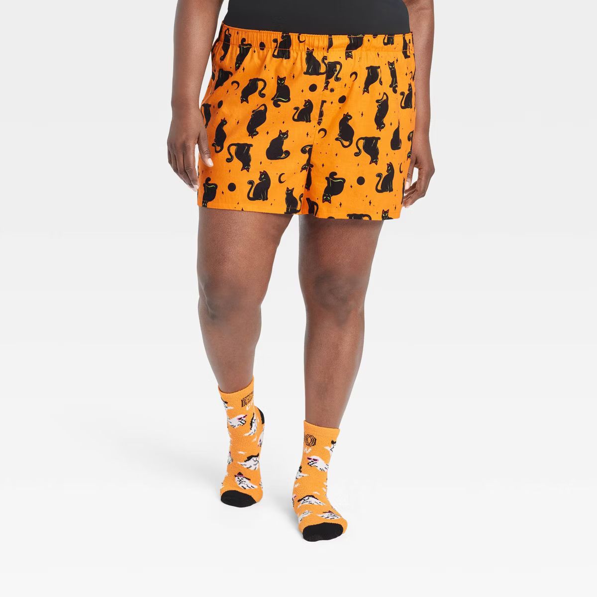 Women's Cat Print Halloween Matching Family Boxer Pajama Shorts - Hyde & EEK! Boutique™ Orange | Target