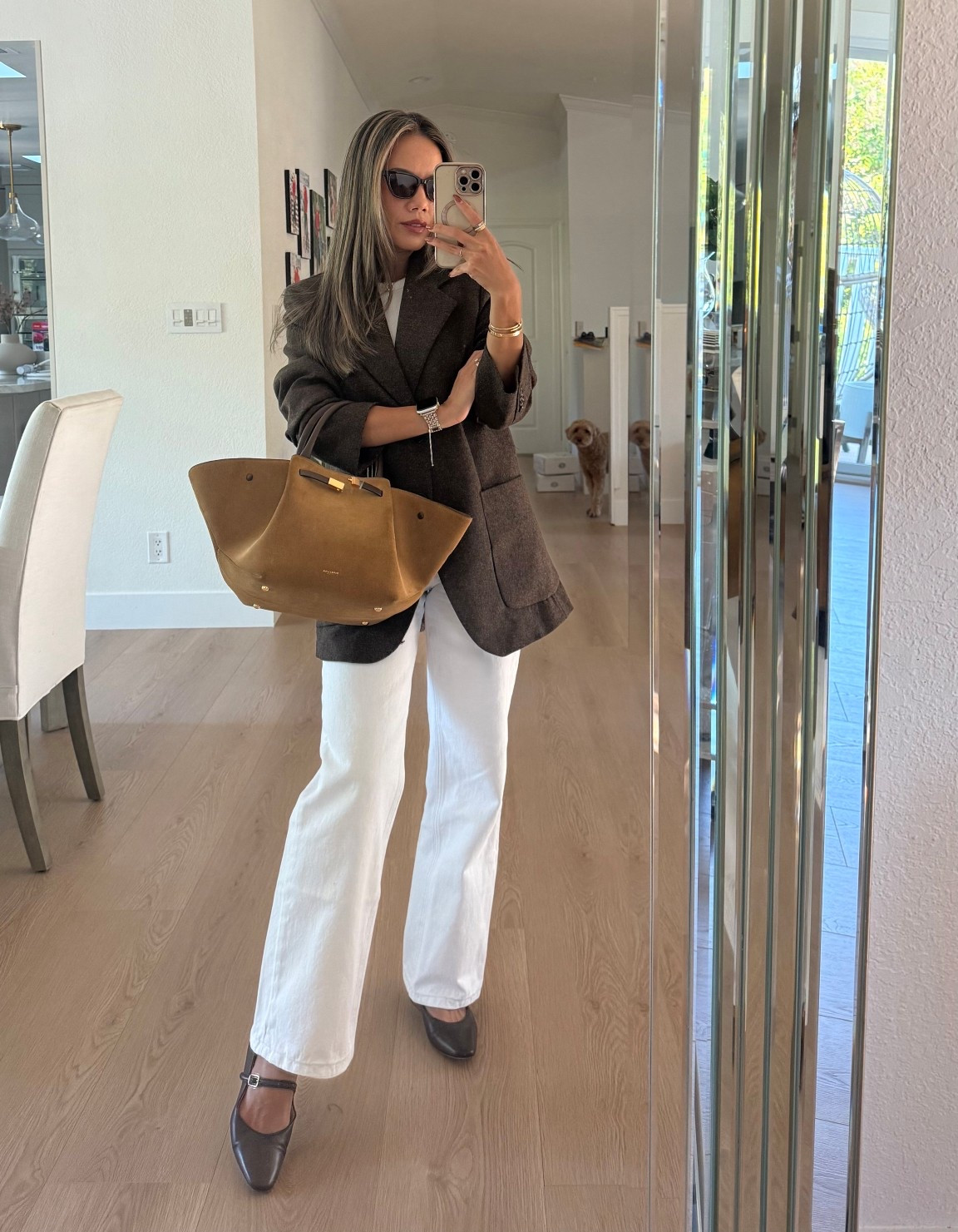 Outfit formula lately: white base, brown wool blazer — effortless, elevated, even for errands. 

#LTKStyleTip #LTKItBag