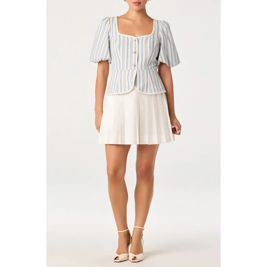 ASTR the Label Brigitta Mixed Media Dress in White Blue Stripe at Nordstrom Rack, Size Large | Nordstrom Rack