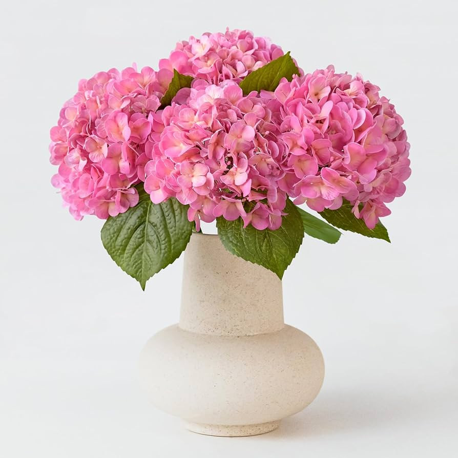 ZYTUYO 4PCS 20'' Bright Pink Real Touch Hydrangeas Latex Artificial Flowers for Baby Shower Birti... | Amazon (US)