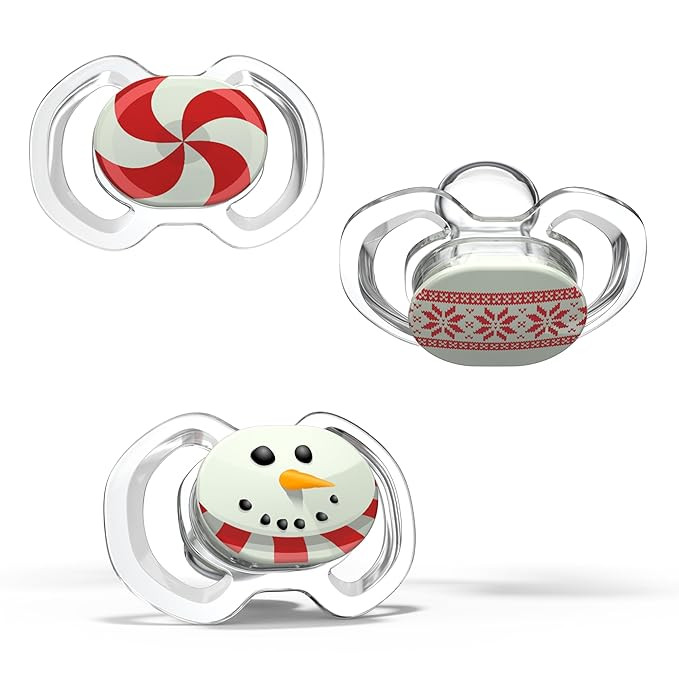 Smilo Baby Christmas Pacifier - 3 Pack of Slimline Pacifiers for Babies - 100% Silicone Newborn P... | Amazon (US)