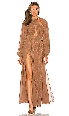 Michael Costello x REVOLVE Broadway Gown in Brown & Gold from Revolve.com | Revolve Clothing (Global)