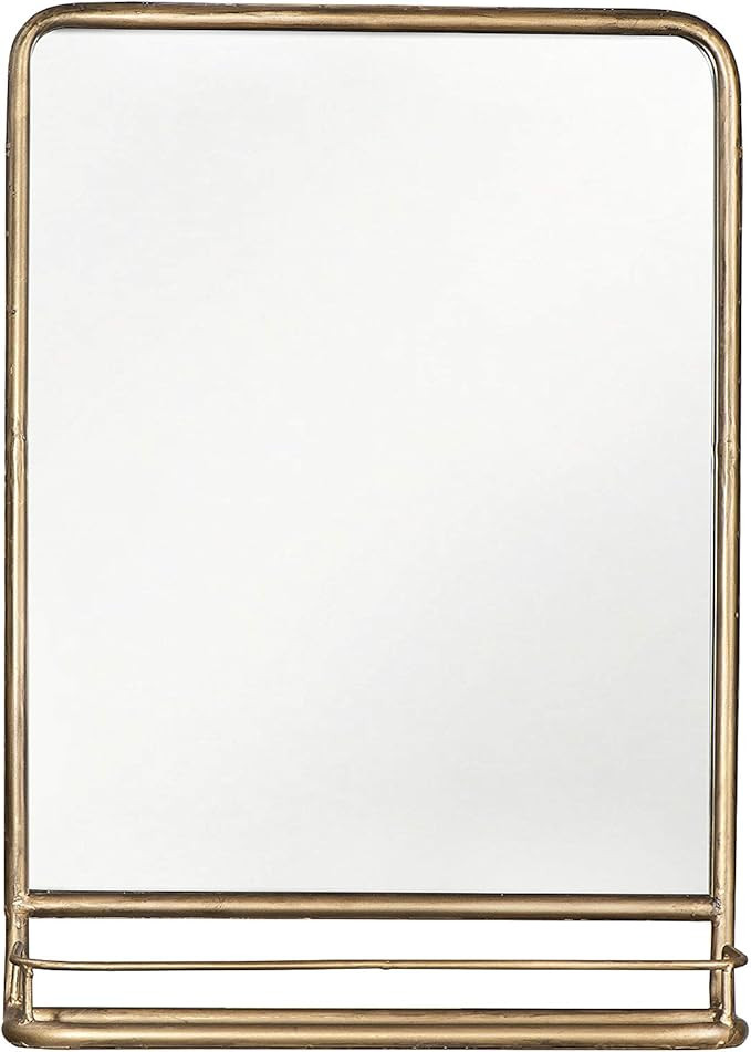 Creative Co-Op Metal Framed Wall Mirror with Shelf, Single Vanity, Brass Finish | Amazon (US)