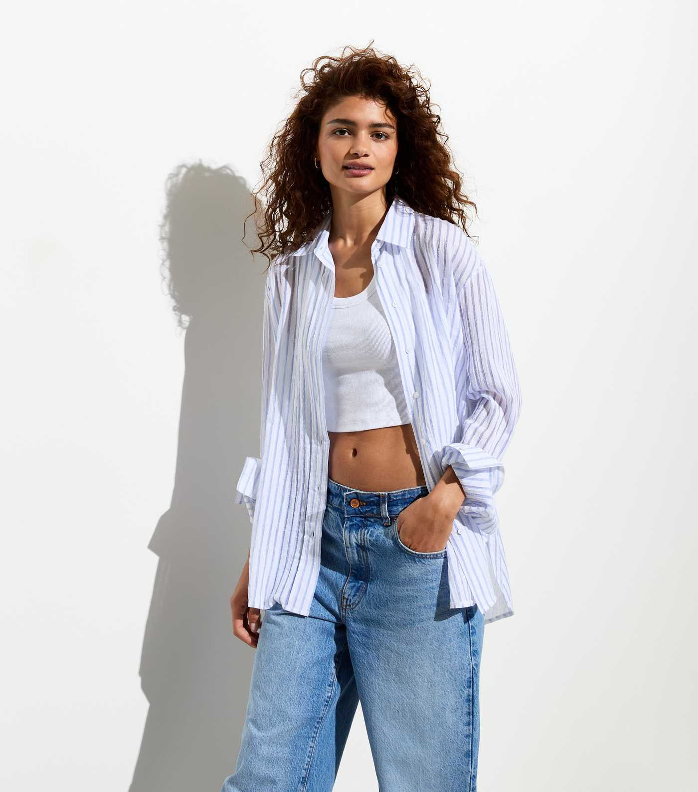 Blue Stripe Cotton Long Sleeve Shirt
						
						Add to Saved Items
						Remove from Saved Item... | New Look (UK)