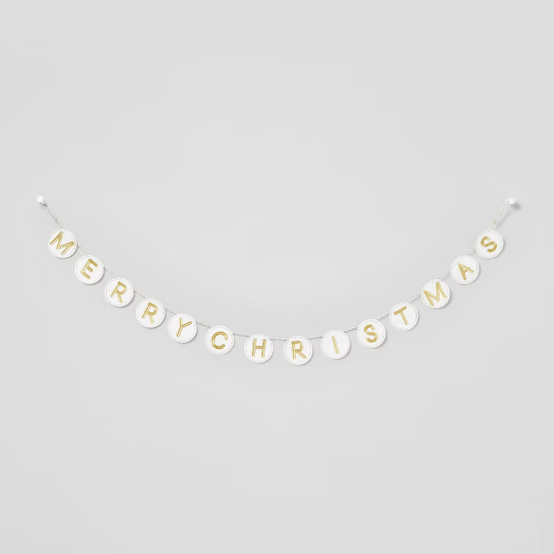 6' 'Merry Christmas' Garland White/Gold - Wondershop™ | Target