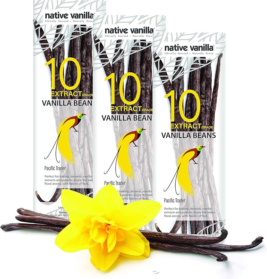 Native Vanilla Grade B Tahitian Vanilla Beans – 30 Total Premium Extract Whole Pods – For Che... | Amazon (US)