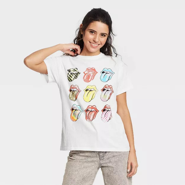 Women's The Rolling Stones Multi Logo Short Sleeve Graphic Boyfriend T-Shirt | Target