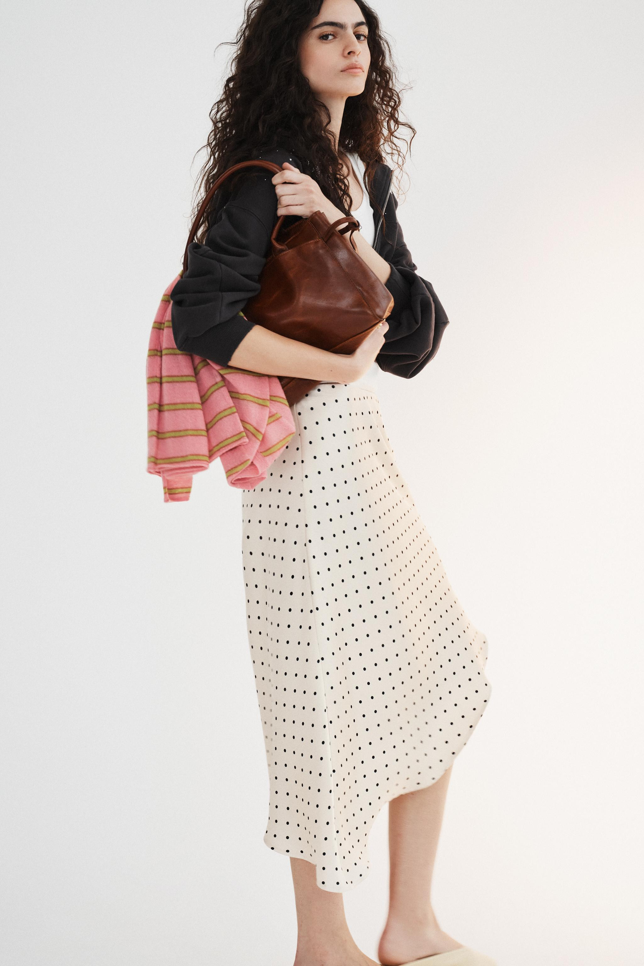 ASYMMETRIC POLKA DOT SATIN SKIRT | Zara UK