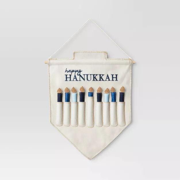 15" x 20" 8 Nights of Happy Hanukkah Wall Hanging Menorah - Threshold™ | Target