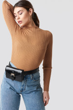 Click for more info about Ribbed Knitted Polo Sweater Tan
