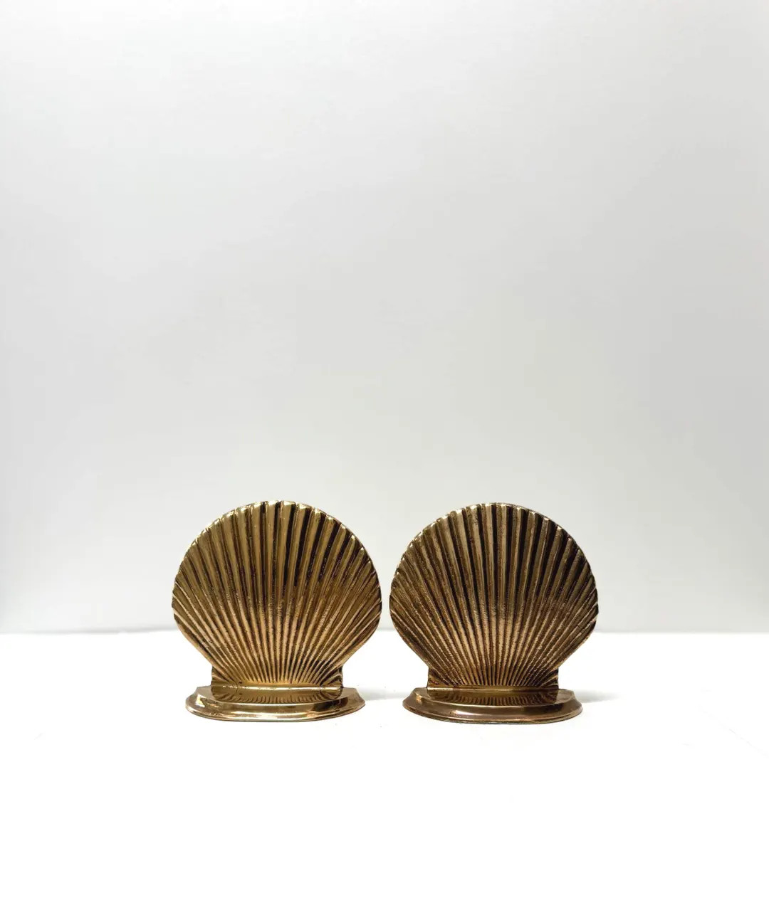 Vintage 70s Solid Brass Seashell Bookends: Clam Shell Scallop Design | Etsy (US)