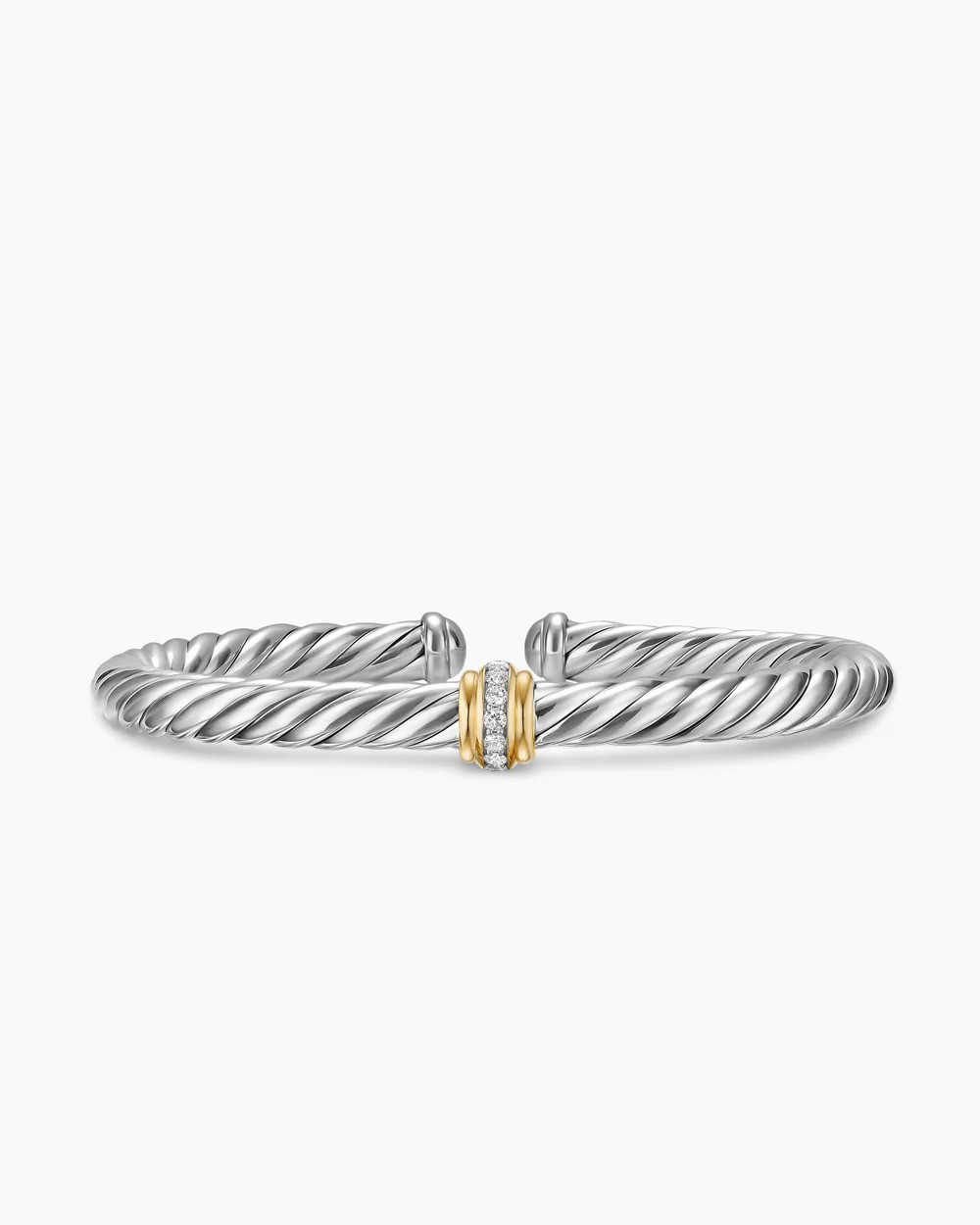 David Yurman | Cable Flex Center Station Bracelet in Sterling Silver with 14K Yellow Gold and Dia... | David Yurman