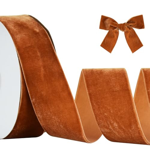 TONIFUL Brown Velvet Ribbon 1-1/2 Inch x 10yds, Vintage Velvet Ribbons, for Christmas Wreath Decoration Handmade Craft Ornaments Gift Wrapping & Bow Making, Valentine's Day Bouquet Packaging | Amazon (US)