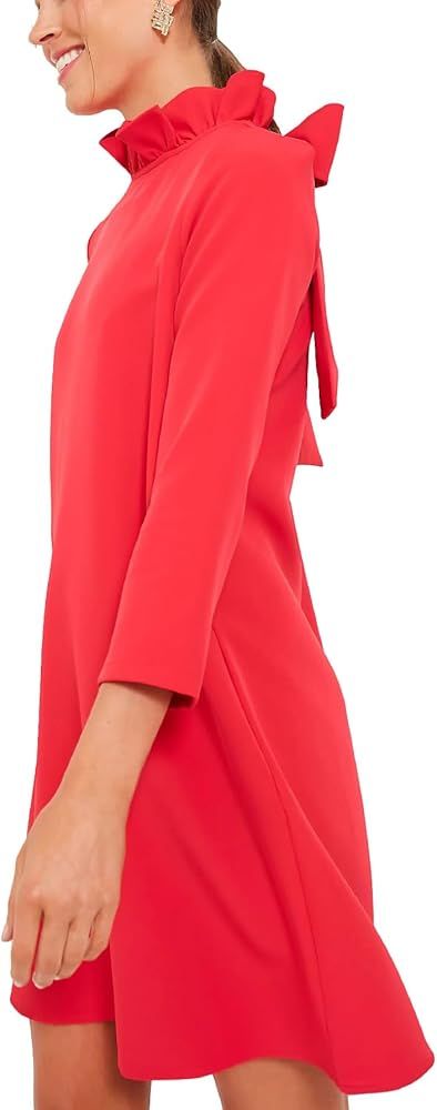 Kedera Women's Summer Casual Mini Dress Ruffle Mock Neck 3/4 Long Sleeve Loose Dress Swing Solid ... | Amazon (US)