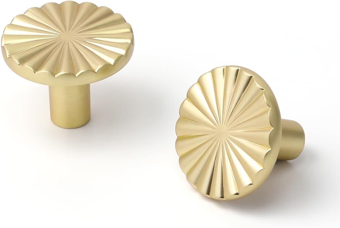 10 Pack Brushed Gold Cabinet Knobs Brass Flat Drawer Pulls Kitchen Cupboard Bathroom Dresser Cabi... | Amazon (US)