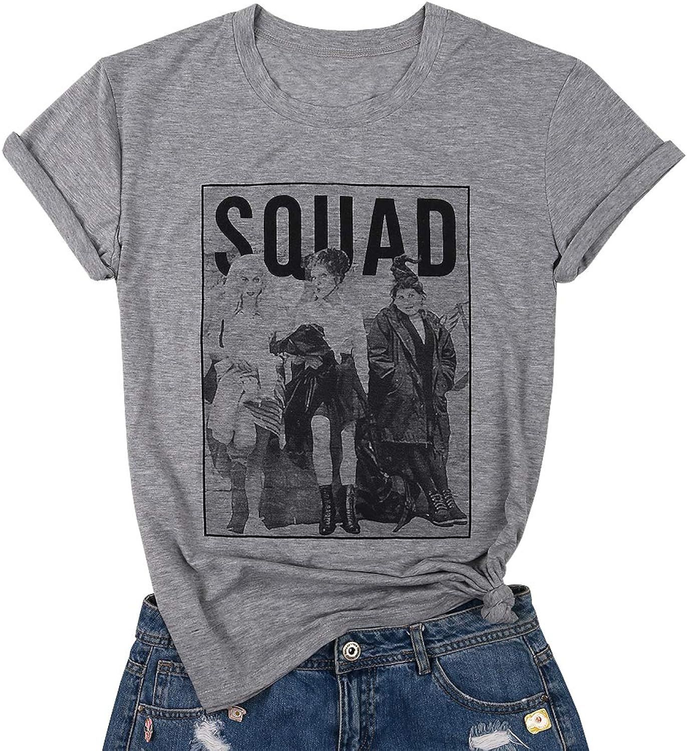 UNIQUEONE Womens Halloween Squad T-Shirt Funny Sanderson Sisters Graphic Tee Top | Amazon (US)